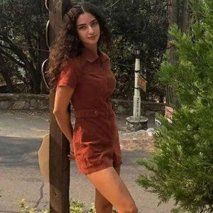 Urban Outfitters Tyson Zip-Front Short Sleeve Romper